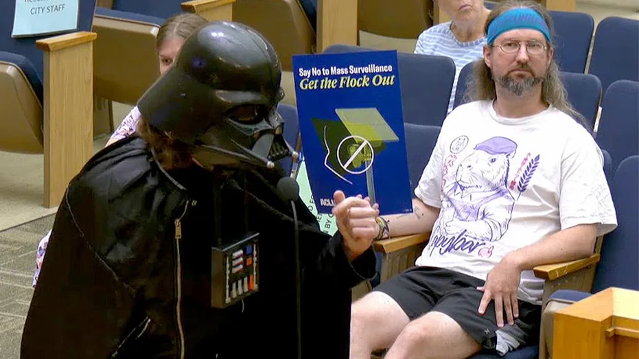 Darth Vader Impersonator Mocks San Diego Surveillance Cameras at City Council Meeting